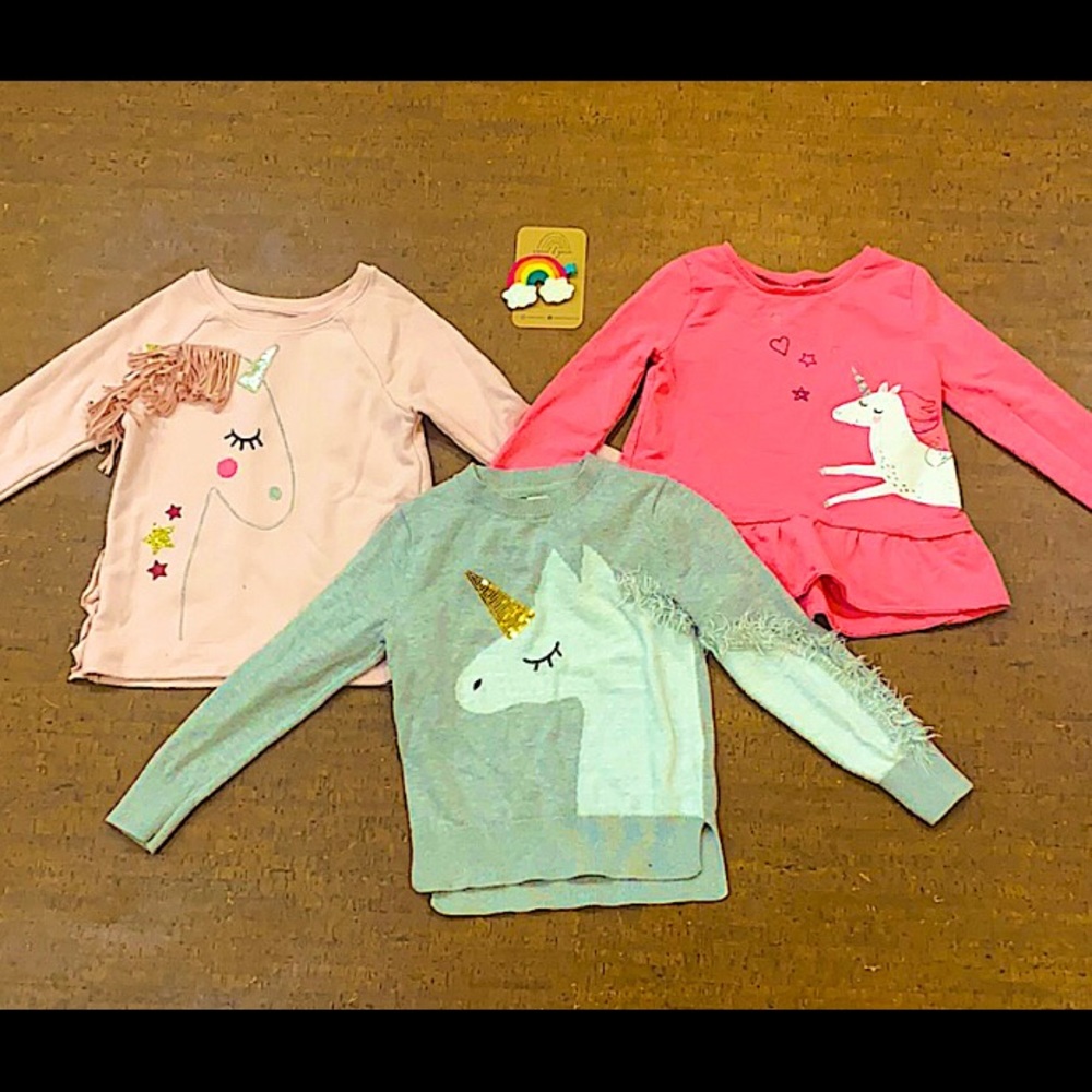 Bundle of 3 girls unicorn shirts